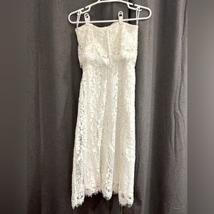 Lulus Delia White Lace Strapless Midi Dress